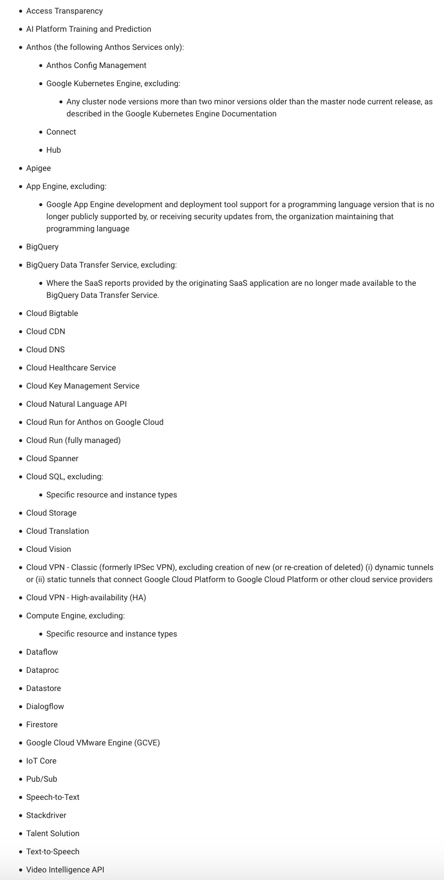 List of (semi-)deprecated Google Cloud products